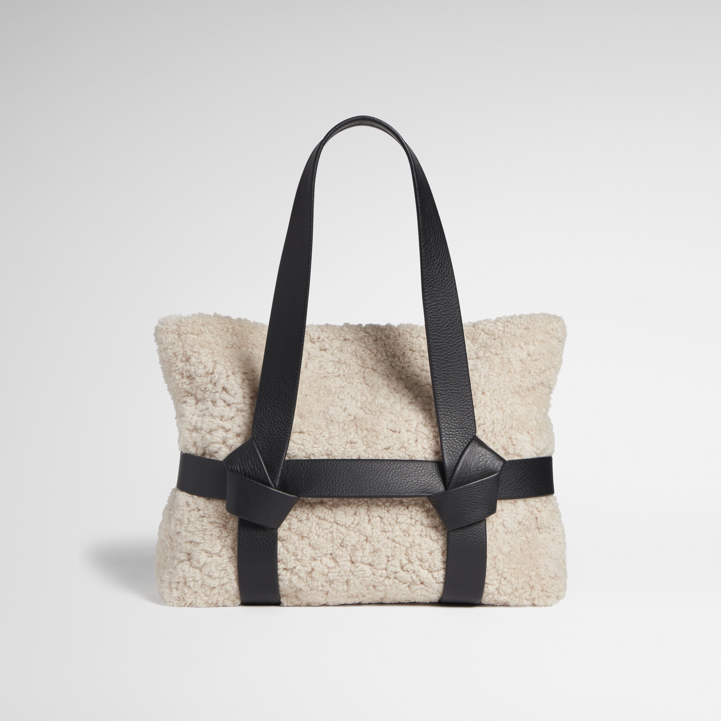 NJR057_Obi Bag & Strap_bone shearling bag with black strap_A.jpg