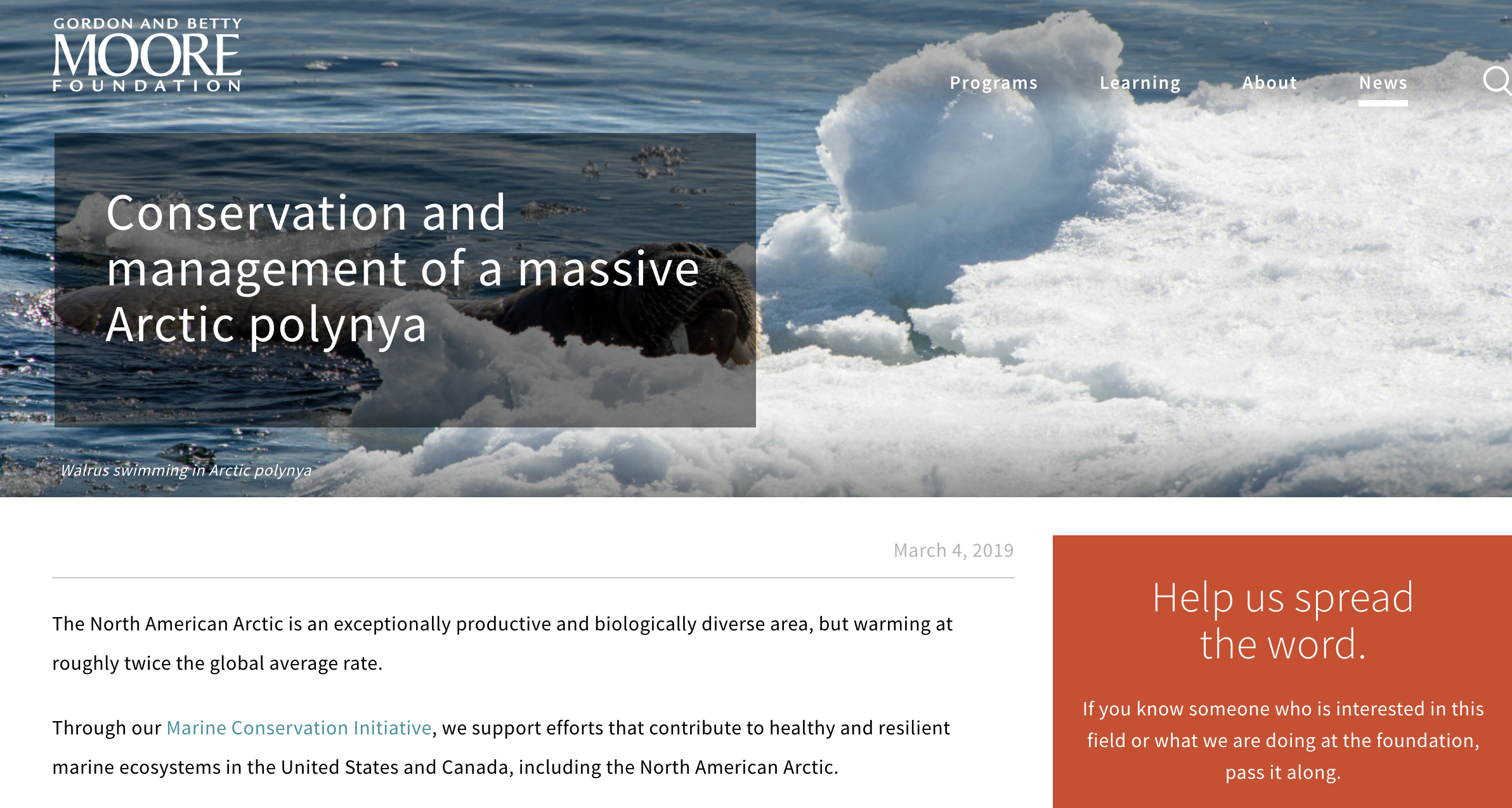 Series of articles for the Gordon and Betty Moore Foundation