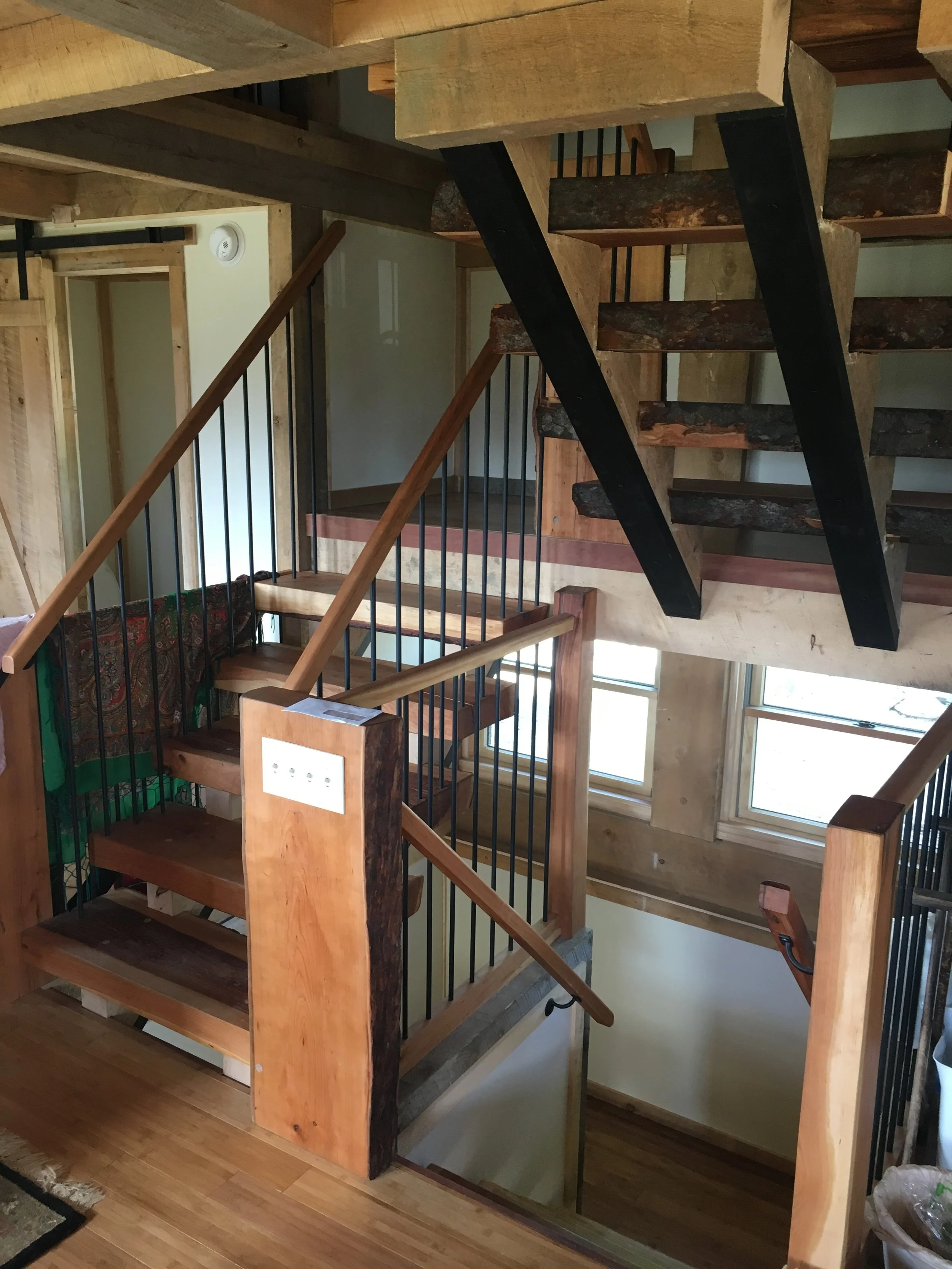 Cherry floating tread stairs