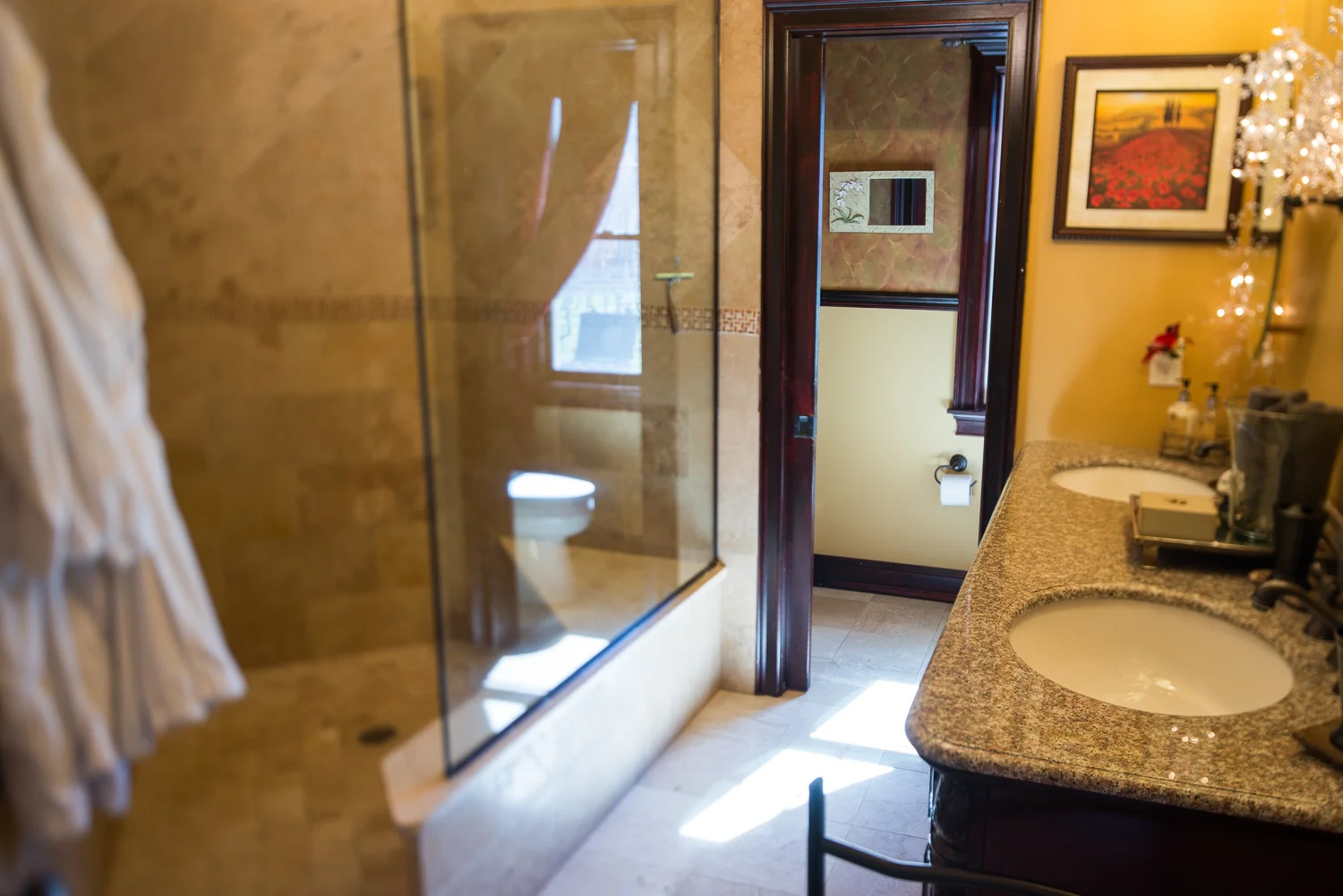 sink and shower in bathroom