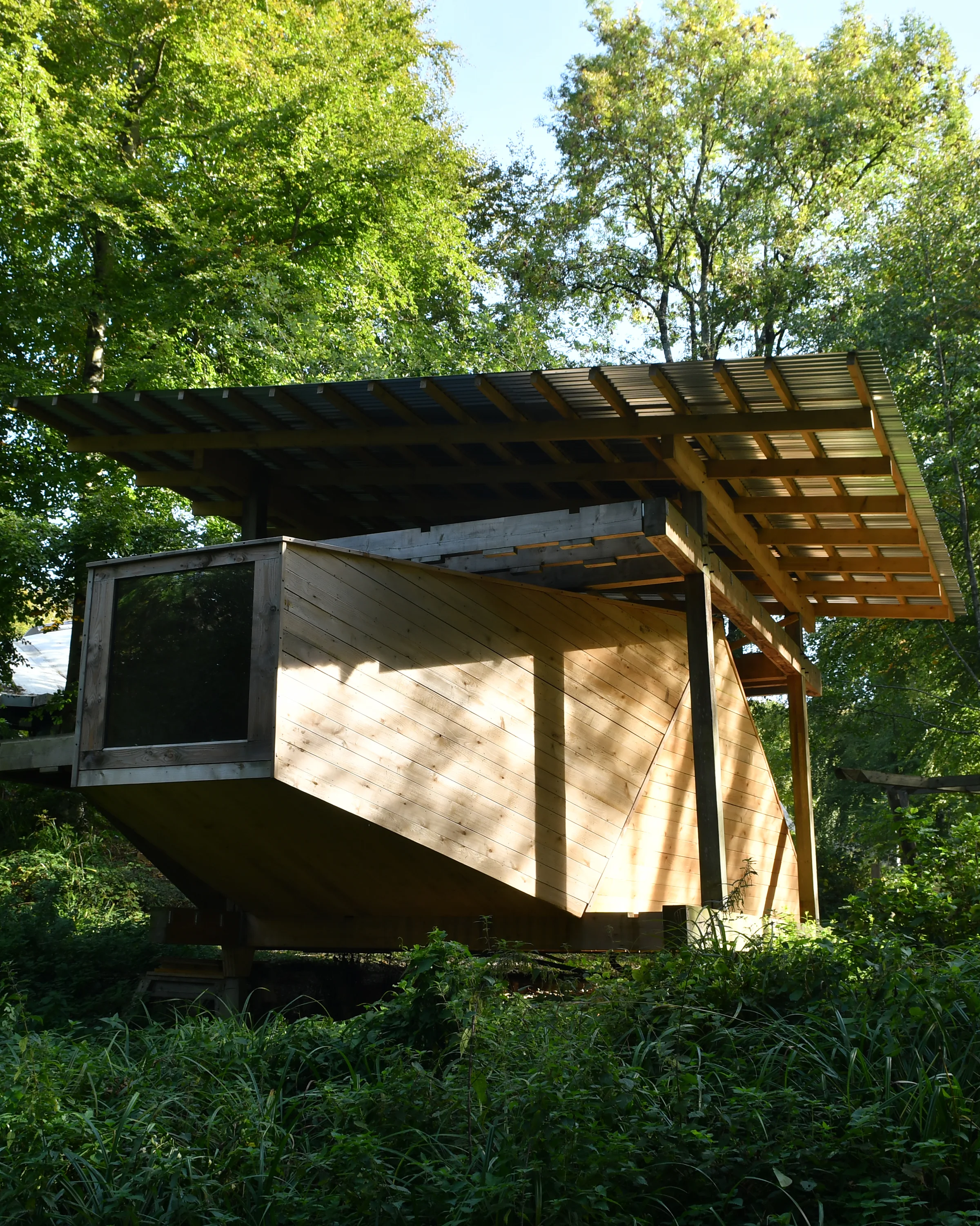 Darkroom 2017-18 As an introduction into building at human scale within Hooke Park , myself along with five other course mates designed and built this photographic darkroom over the course of eight weeks. All of the timber used was felled and m