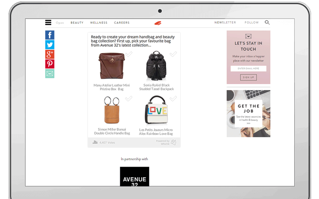 Interactive post Get The Gloss website 