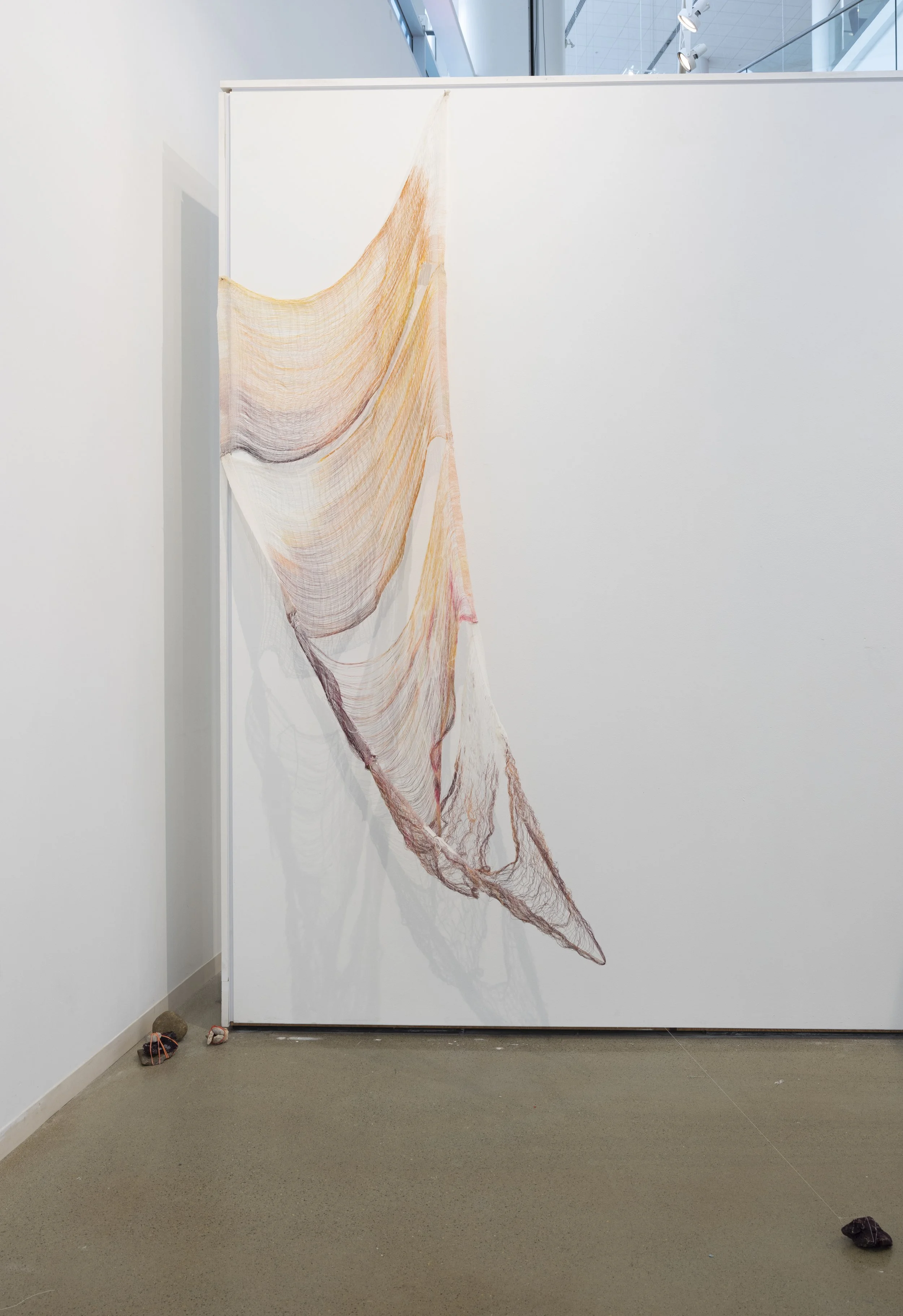   gossamer   paper yarn, nylon, stones  dimensions variable  2023 