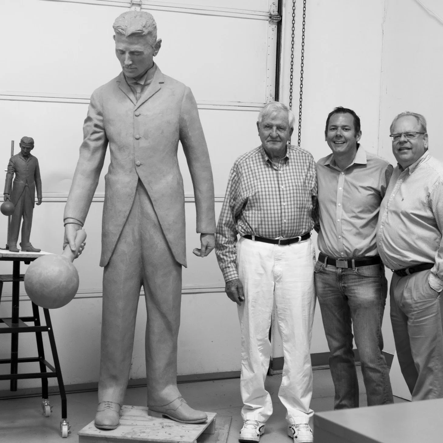 Landowner Harold Hohbach, organizer Dorrian Porter and Artist Terry Guyer prior to the casting.