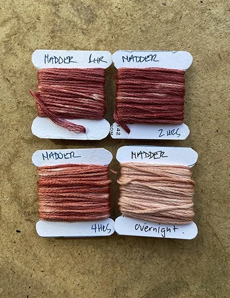 Madder-dyed embroidery thread
