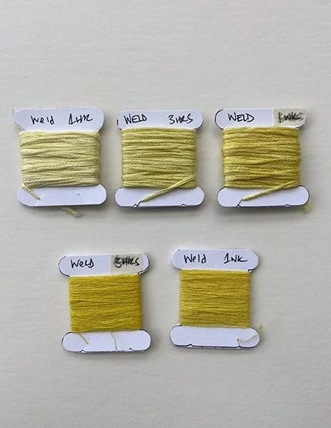 Dyed embroidery thread in Weld