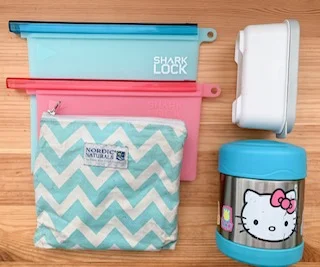 A sampling of the random hodge podge that we’ve collected over the years. The Thermos brand thermoses hold up - this one is almost 4 years old! In comparison, all the containers plus the lunch boxes, equal what an Omie Box would, so the Omie is not a bad deal.