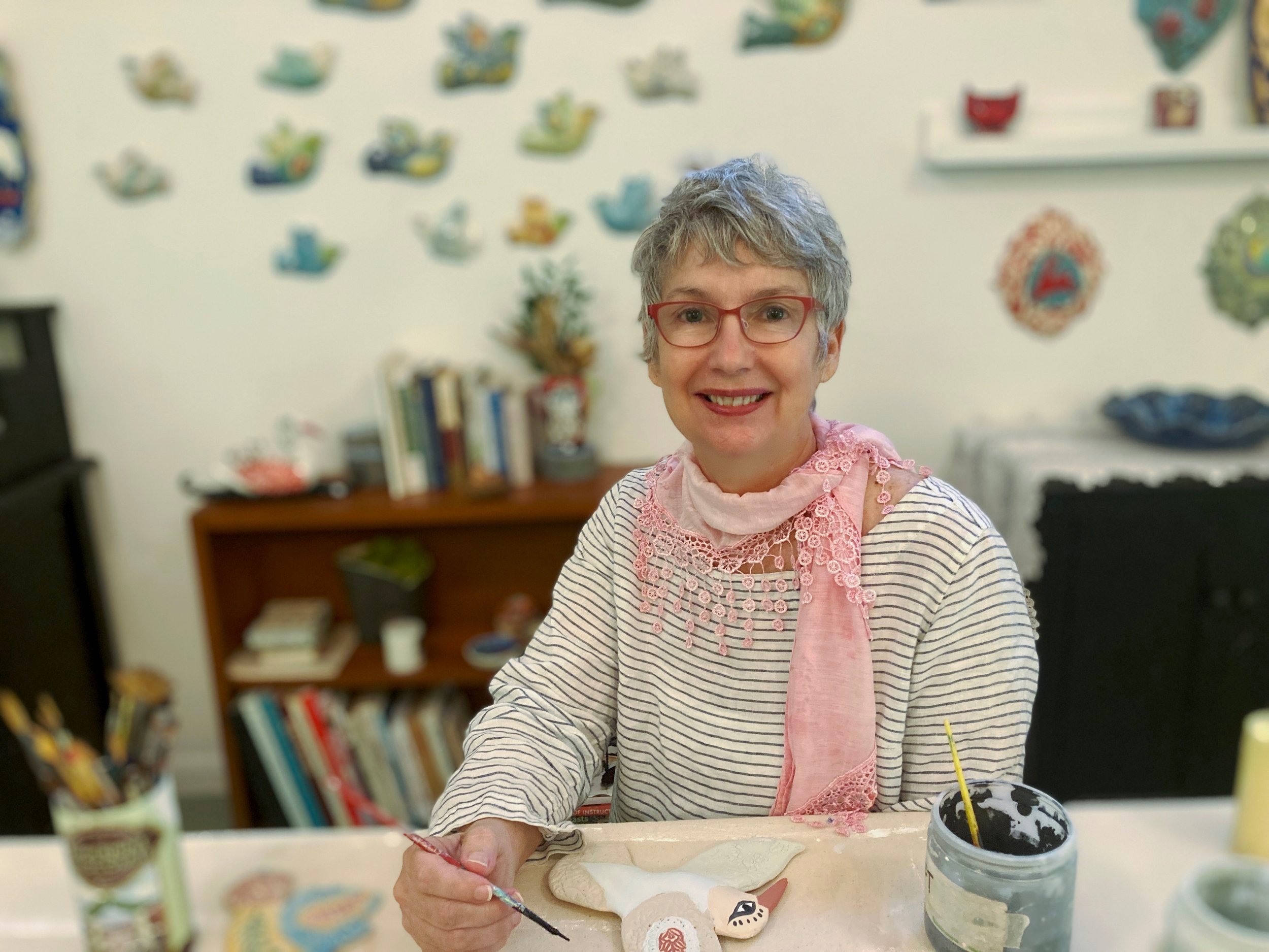 Artist CATHY KIFFNEY in her ceramic studio, Chapel Hill, NC