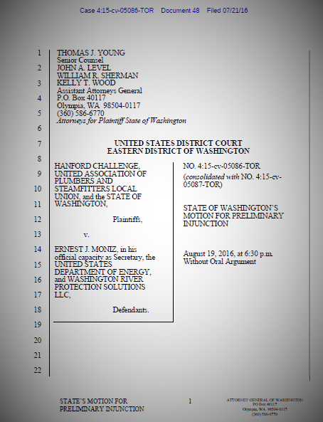    WASHINGTON STATE MOTION FOR PRELIMINARY INJUNCTION  &nbsp;|  July 21, 2016   