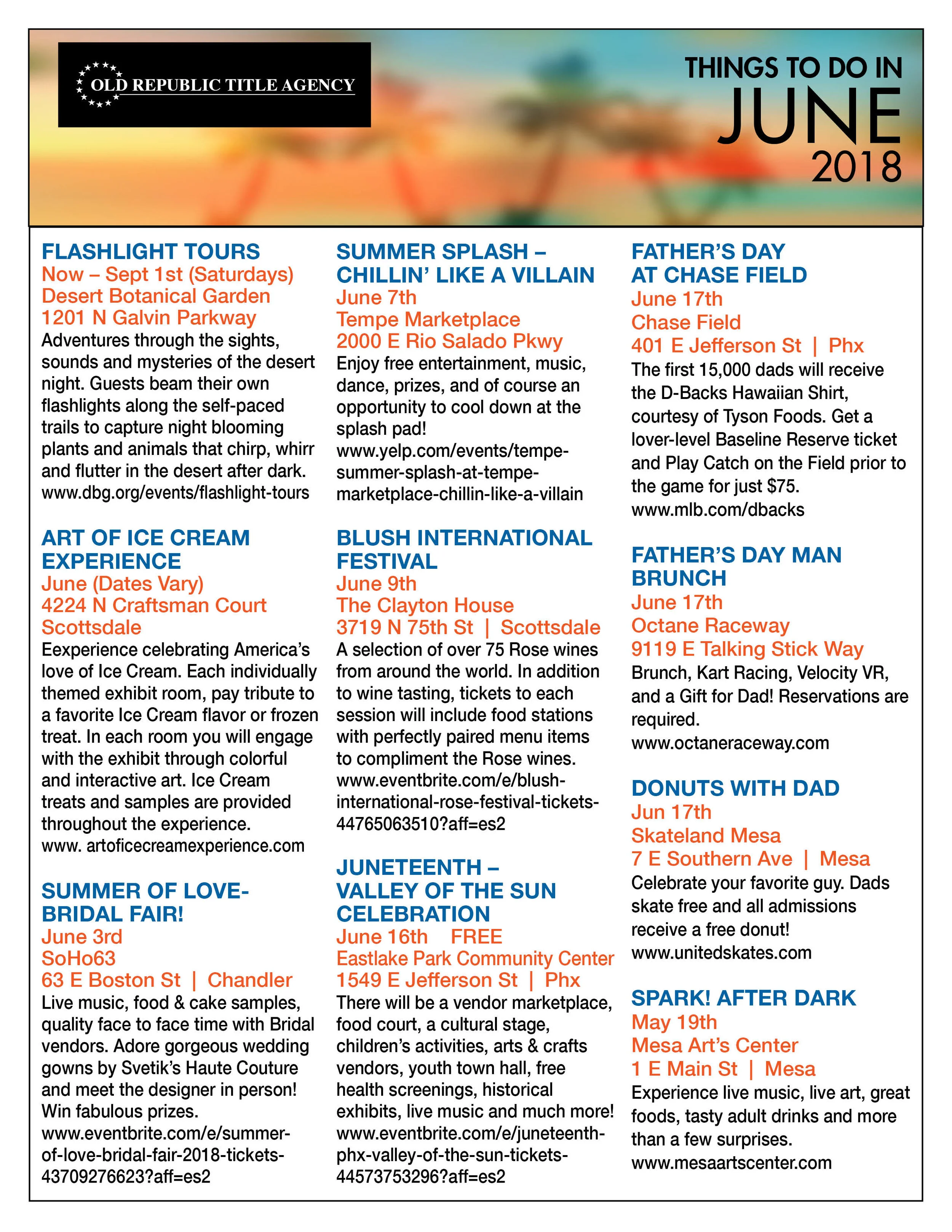 JUNE EVENTS AROUND THE VALLEY!