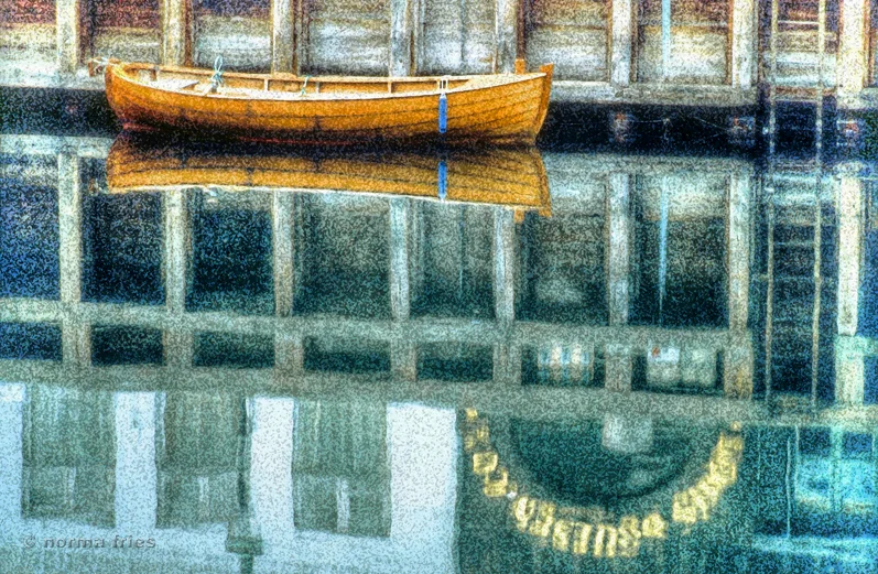 WT309: "Copenhagen: boat and reflection"