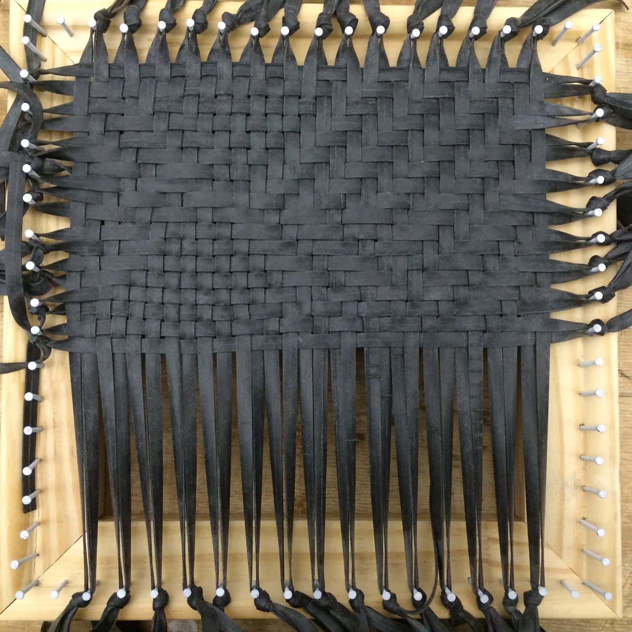 Sample in progress on a frame loom - experimenting with different weave structures. 