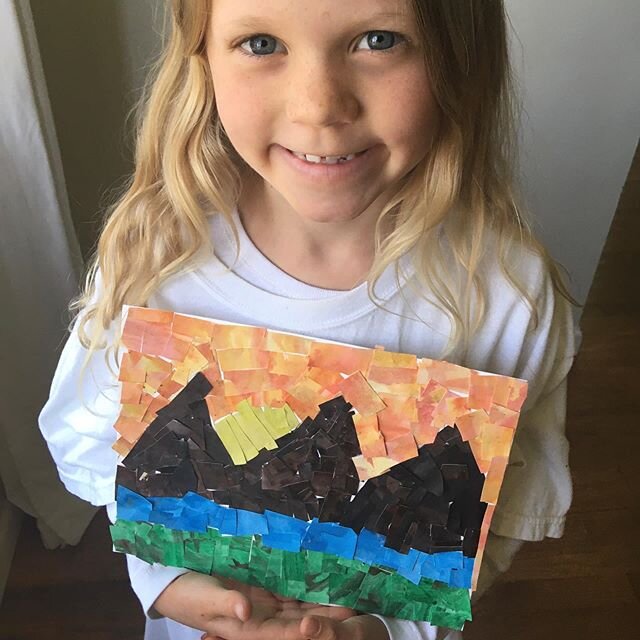 These 2 amazing young artists used watercolors to create papers used in theses beautiful landscape collages. 👏👏👏 #vitaartcenter #onlineartclass #ventura #artandcommunity #weloveourstudents