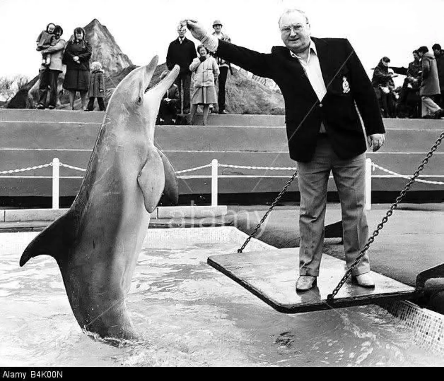 Time once again for that picture of Fred Feast (Fred Gee from Coronation Street of course) feeding a dolphin.