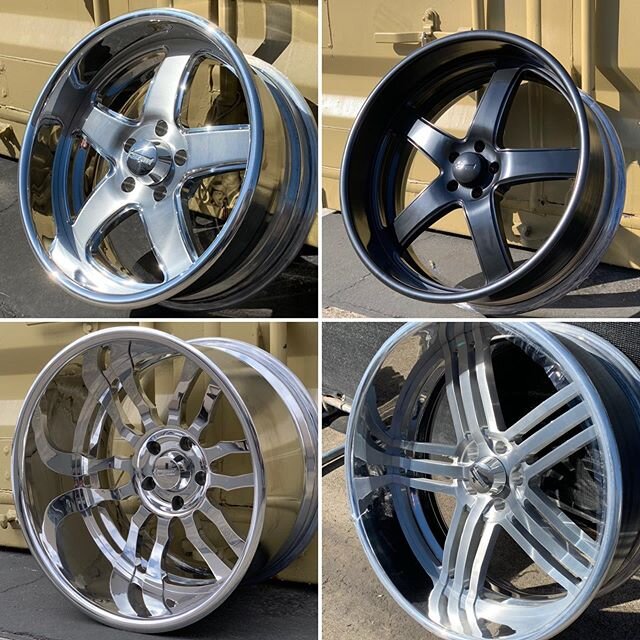 @bonspeedwheels my forged billet wheel company offers a wide variety of styles, sizes and finishes. Call us for your car, truck or exotic.
Top Left: DTM 18&rdquo; 
brush/clear
Top Right: DTM 24&rdquo;
Semi-Gloss Black
Bottom Left: Medusa 20x12
Show P