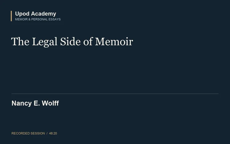 Nancy E. Wolff: The Legal Side of Memoir