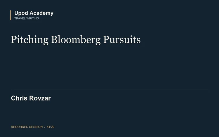 Chris Rovzar: Pitching Bloomberg Pursuits