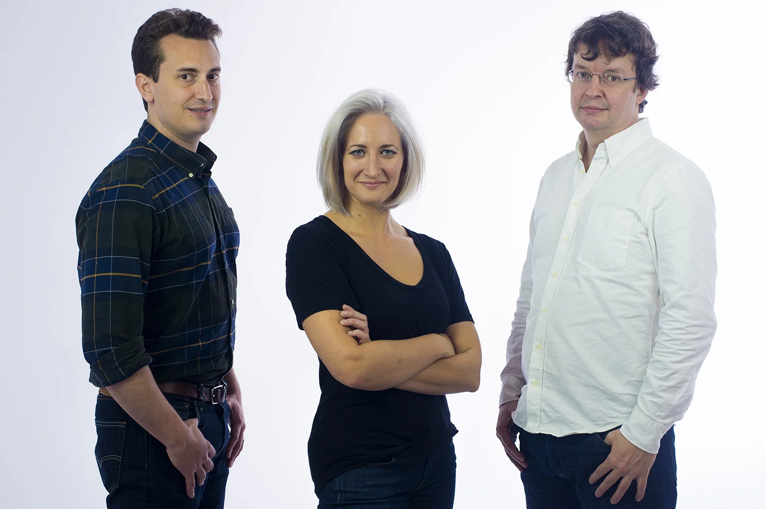 The first three Kadena employees: Co-Founder Will Martino (left), Engineer Monica Quaintance (center), and Co-Founder Stuart Popejoy (right).