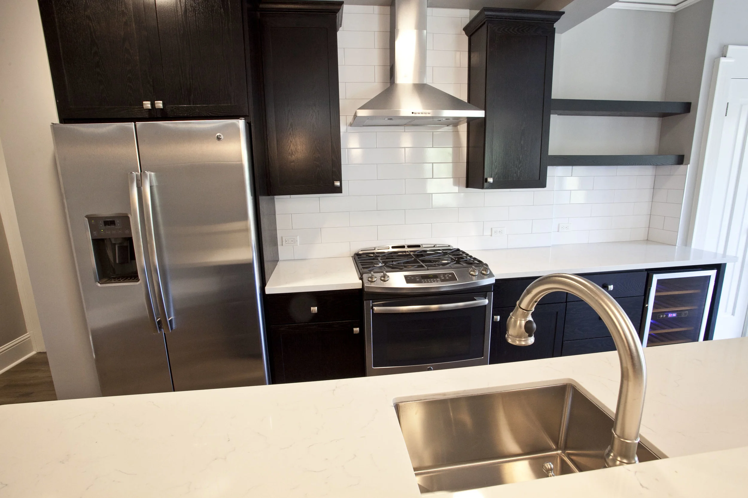 Deep Kitchen Sink with high end faucet - Quartz Counter Tops- Stainless Steel Appliances