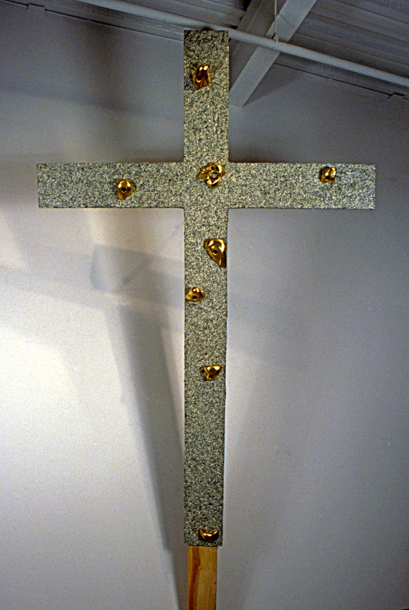    Extreme Elevation II , 2001, 8’ x 4’ mixed media, wood, shredded US currency, plated climbing grips     &nbsp;  