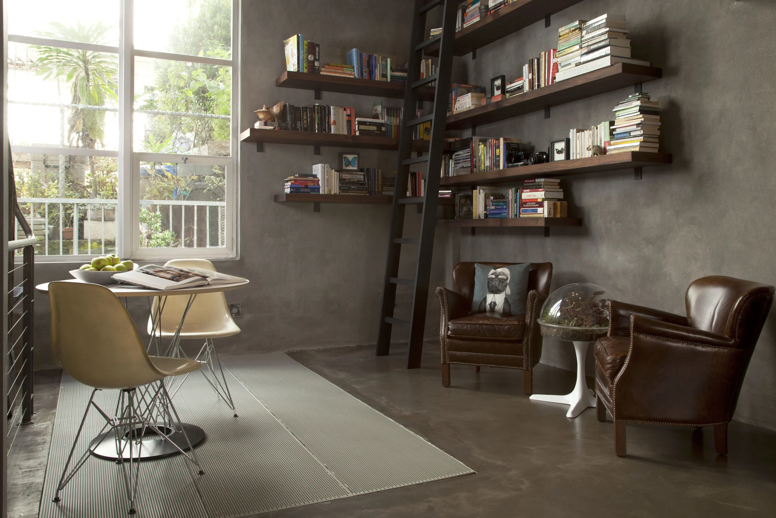 Corner nook created for ever-expanding library.