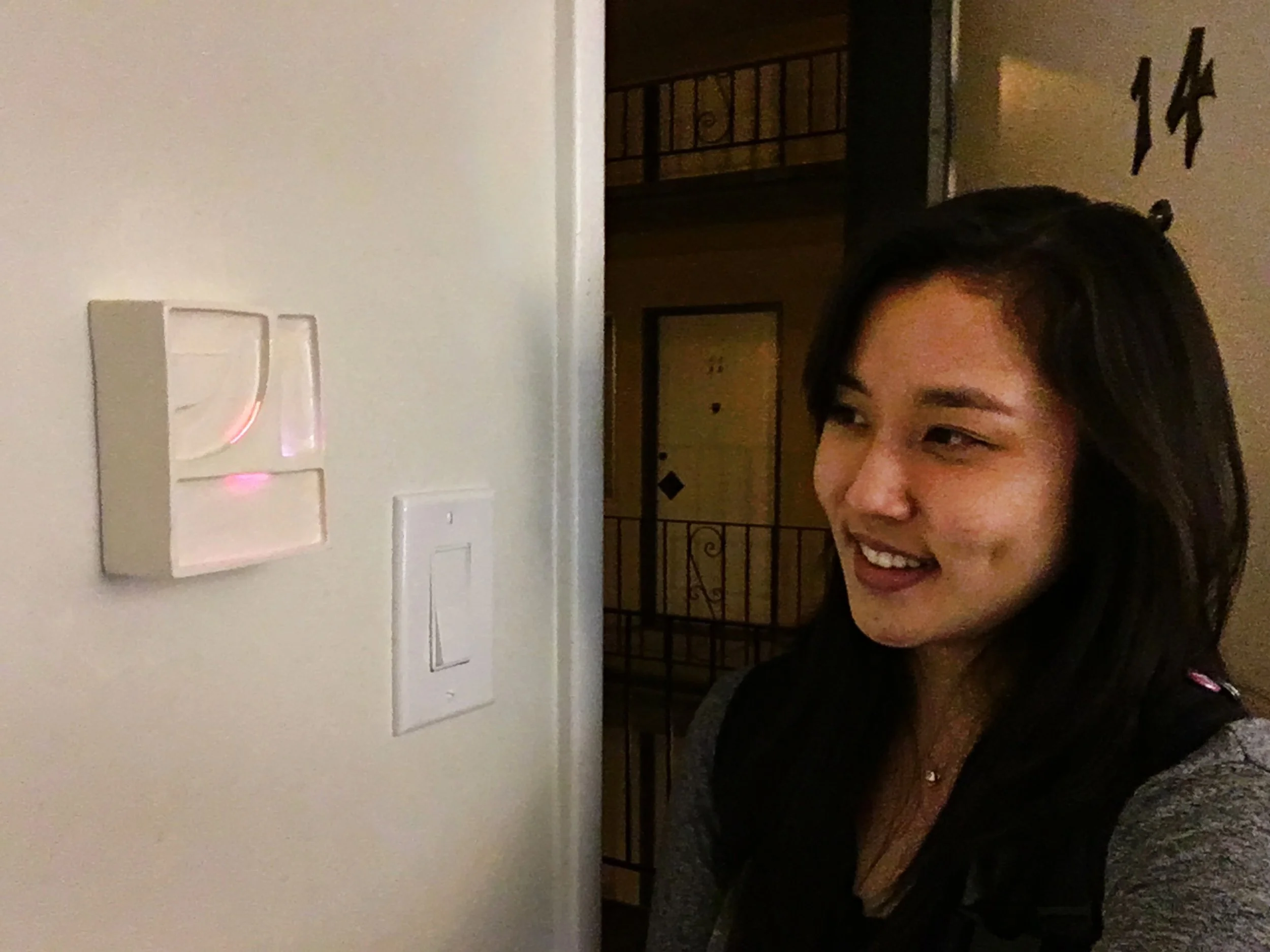  I usually get home the latest, so when I walk through the door, I can immediately see everyone else is home with their lit sections. 