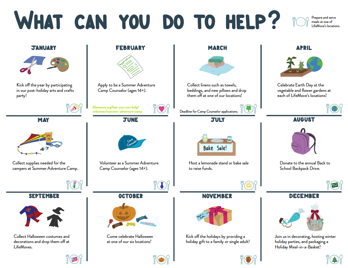  Inside of the brochure containing a calendar of LifeMoves events 