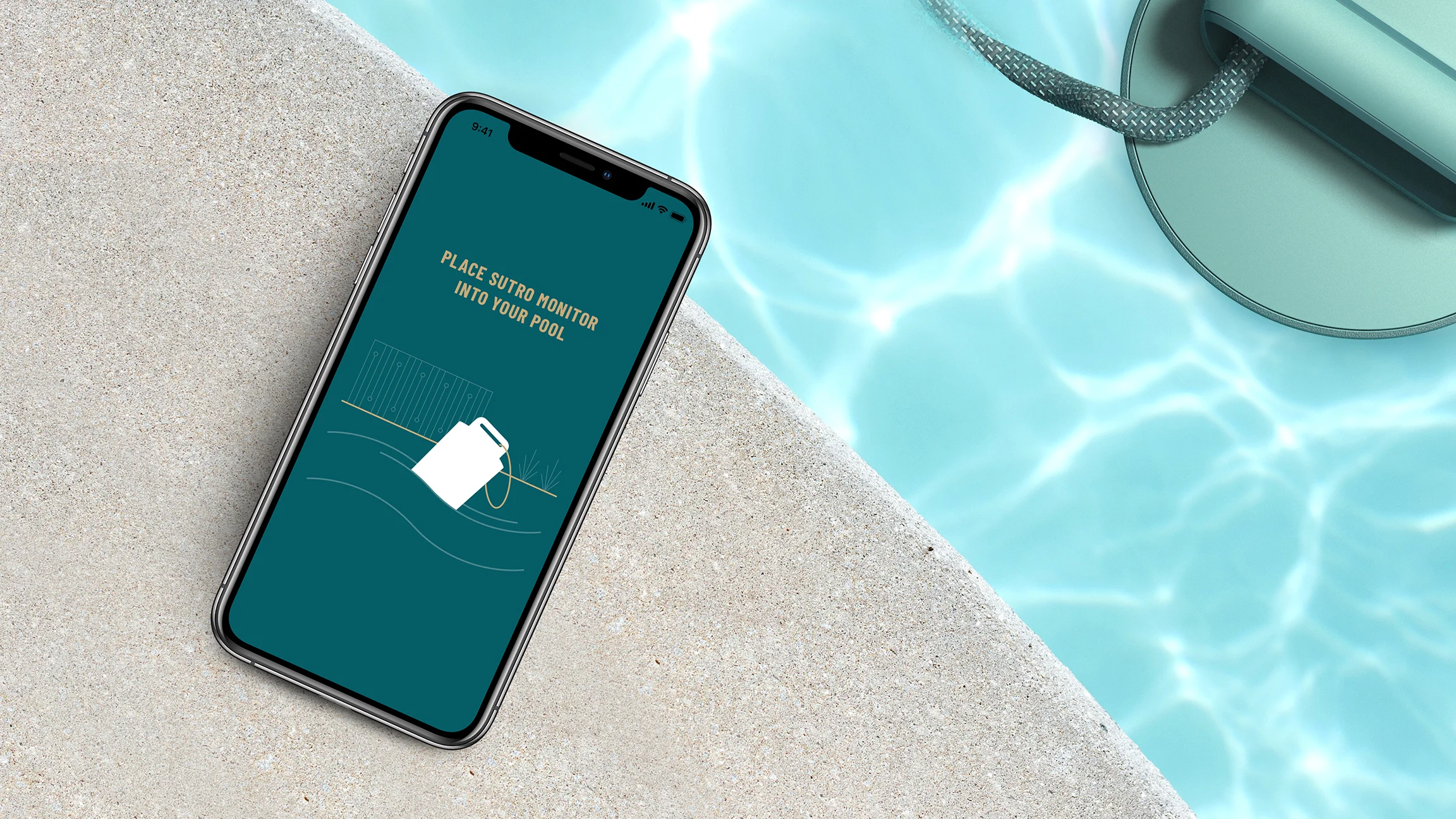 Sutro pool monitor app setup poolside