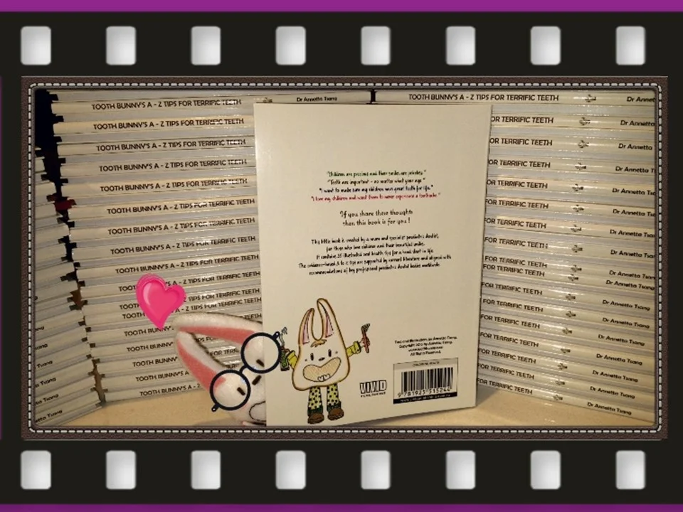 What does the blurb say about Tooth Bunny's A-Z Tips for Terrific Teeth children's book