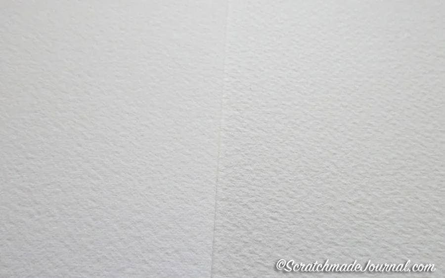 Two samples of 140# CP paper from the same company. Their full sheets (left) are consistently smoother and appear slightly different than their block papers (right).