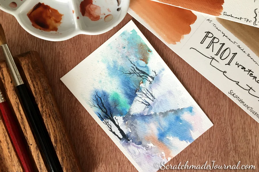 Watercolor Comparison Transparent Red Oxide Pr101 Plus A Mixing Chart Scratchmade Journal