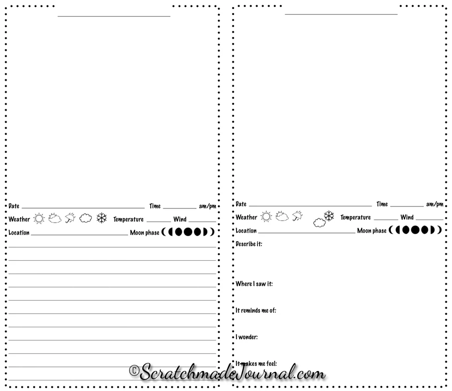 Nature Journaling For Kids Journal Page Printables Scratchmade Journal