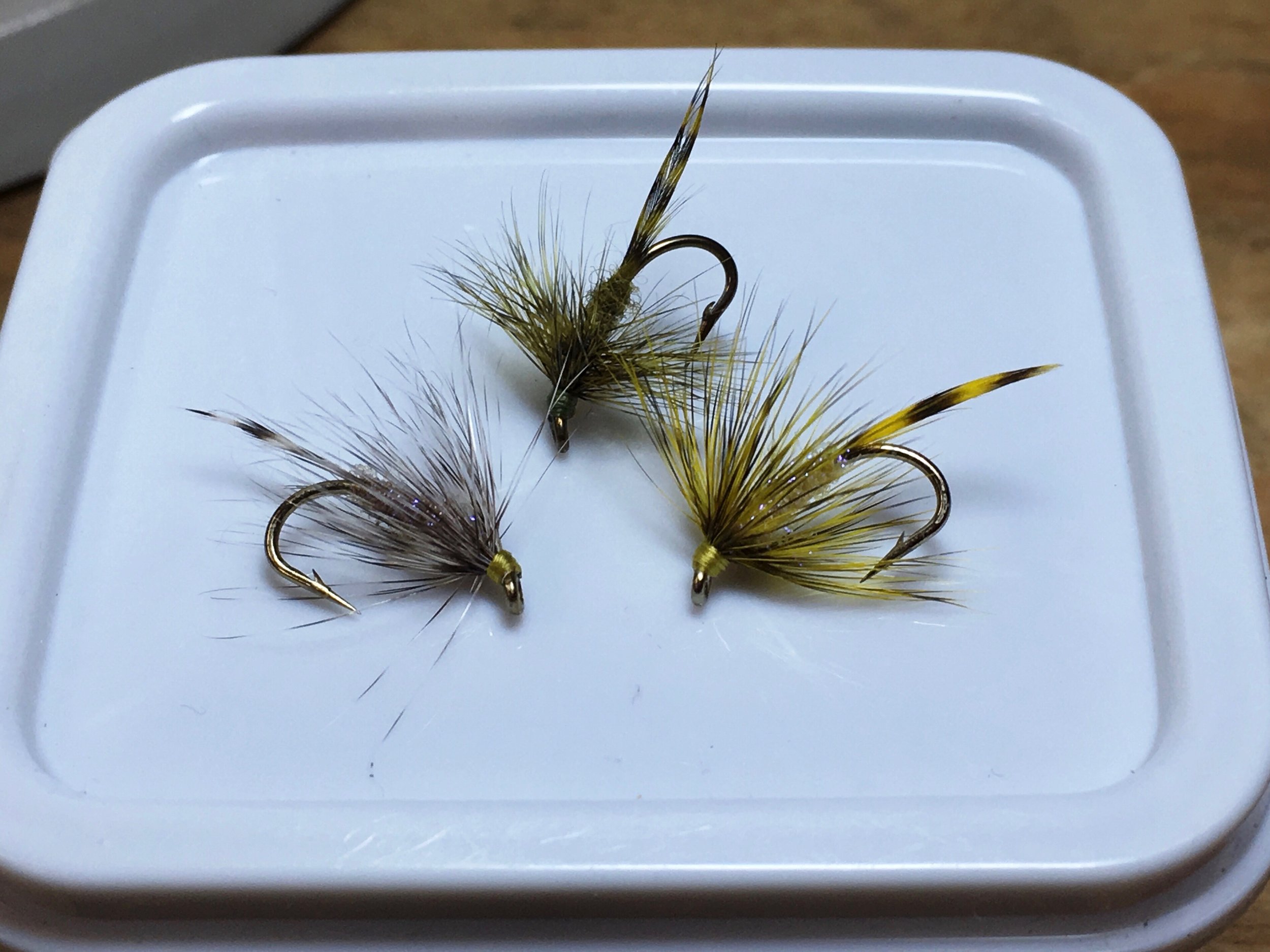 A trio of Pennell Wet Flies (the single feather version).