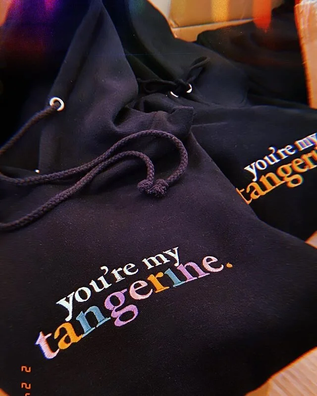 Find a few of these stitched tangerine hoodies at the show this Saturday in San Francisco 🍊🍊🍊🍊🍊 (ticket link in bio!!)