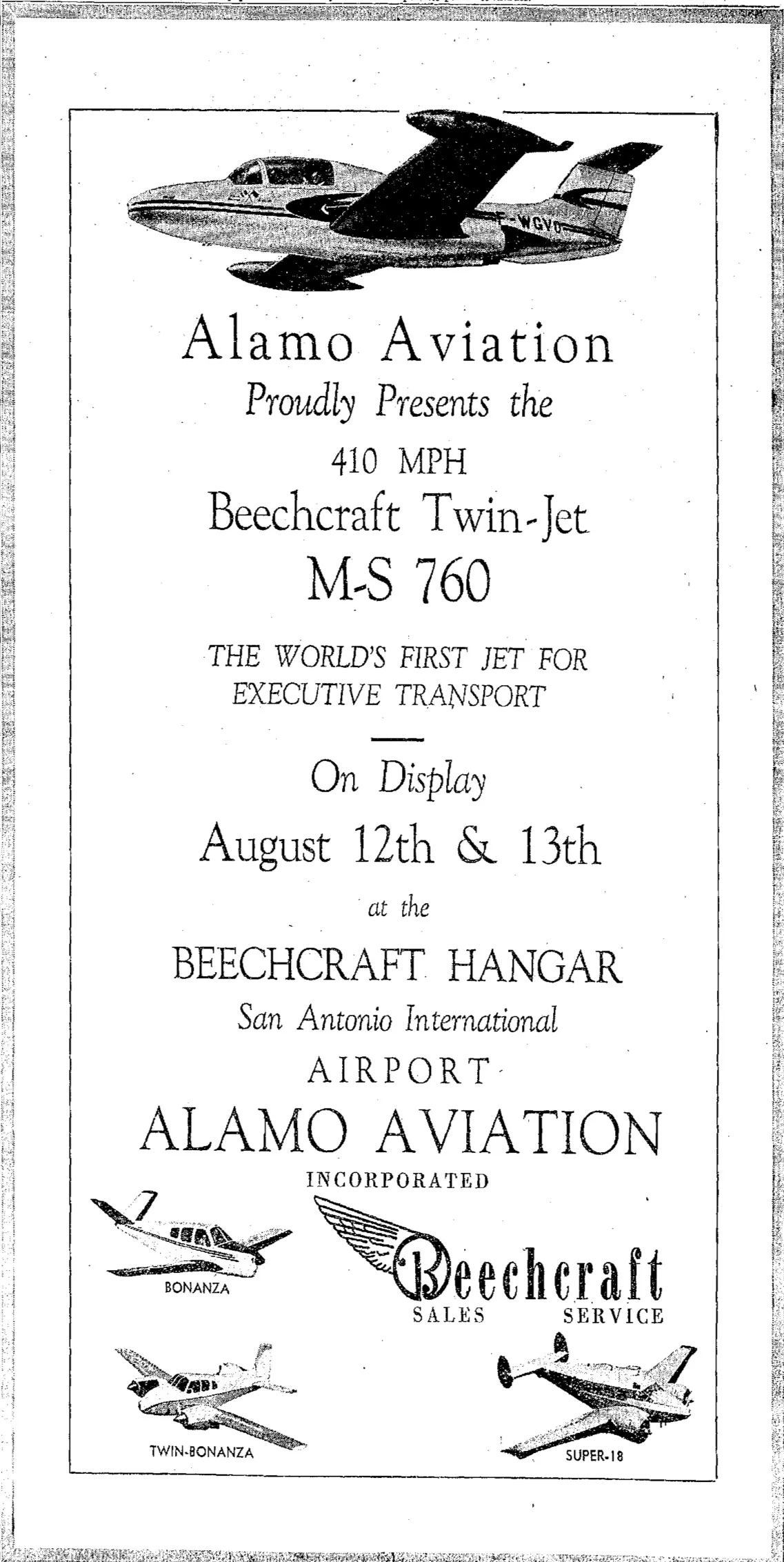 An ad for the demonstrations in the San Antonio Light, August 12 1955.