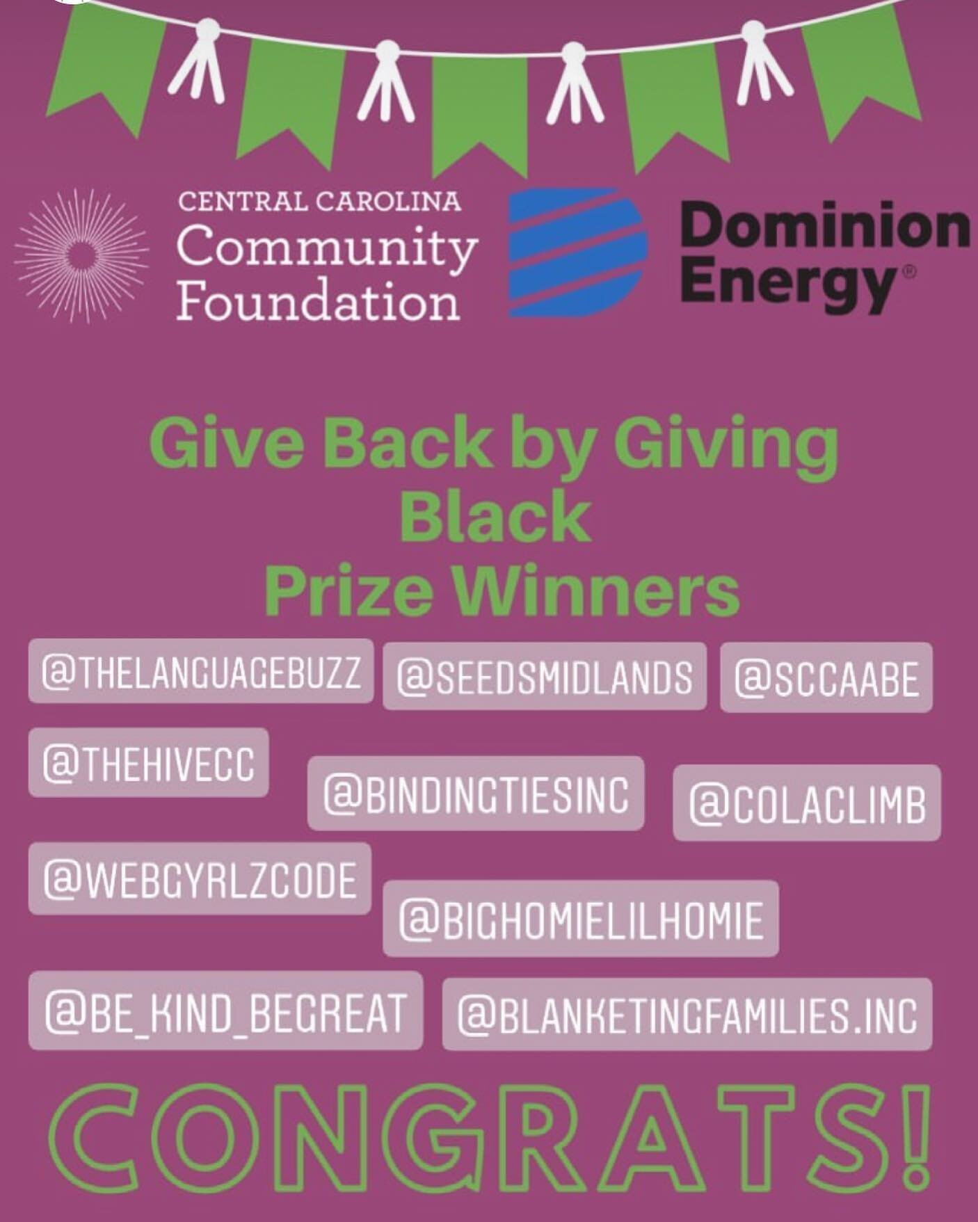 We won one of the $500 Give Back by Giving Black prizes from Dominion Energy! 🥳❤️🌱 Thanks so much everyone!