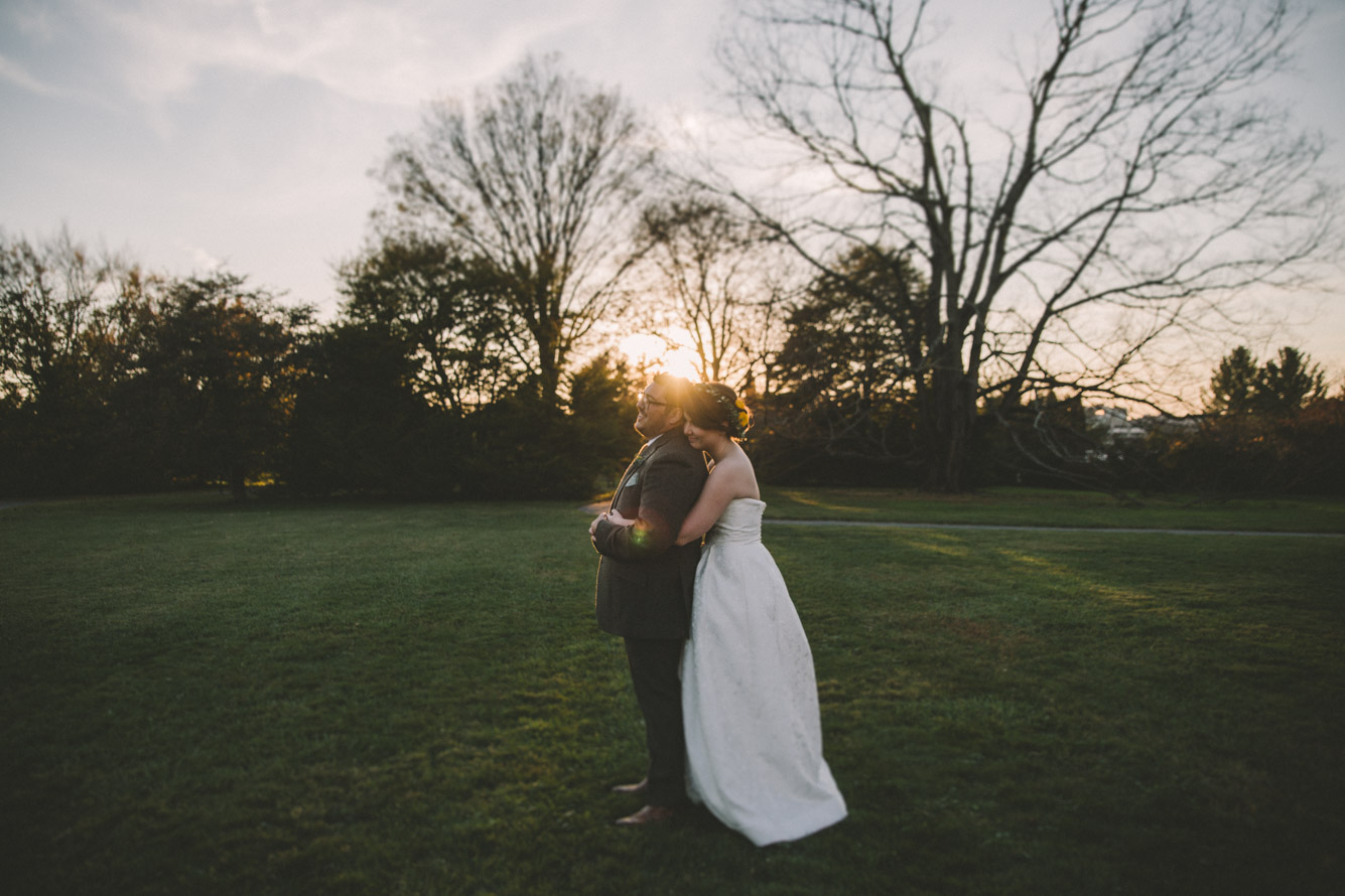 cylburn arboretum baltimore wedding bride and groom at sunset.jpg