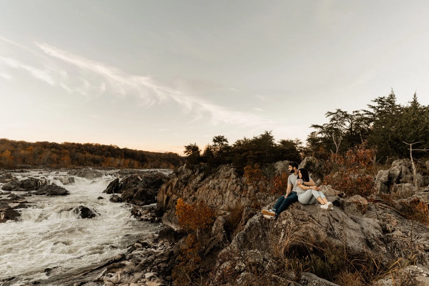 Romantic Cliffside Engagement Session | Great Falls Park, Virginia