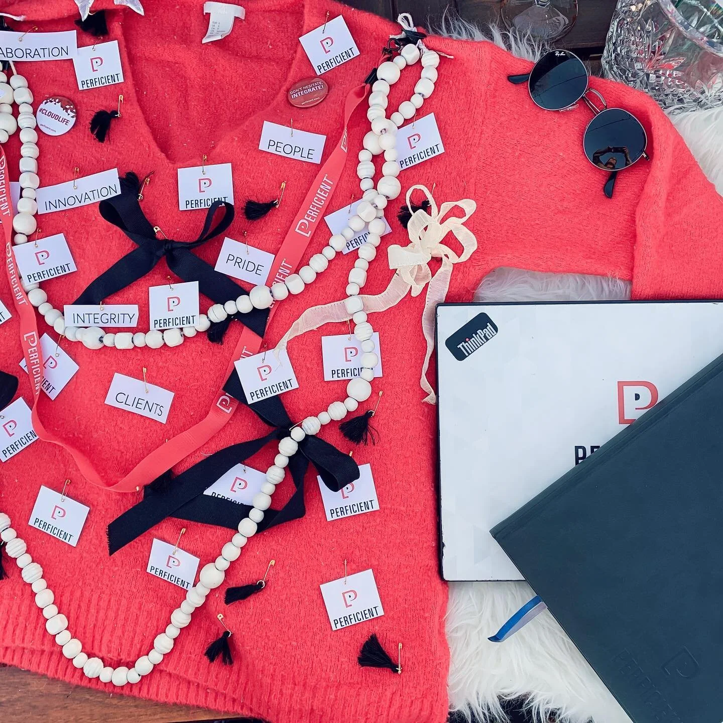 I&rsquo;m coming for the annual @perficient holiday sweater contest... As you can see, 2020 unleashed a whole slew of crafting projects! 😆 Fortunately, only old-brand business cards were harmed in the making of this holiday miracle.