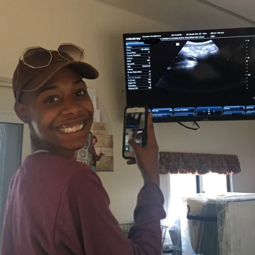 "Best Friend" excitedly captures the first ultrasound moment.