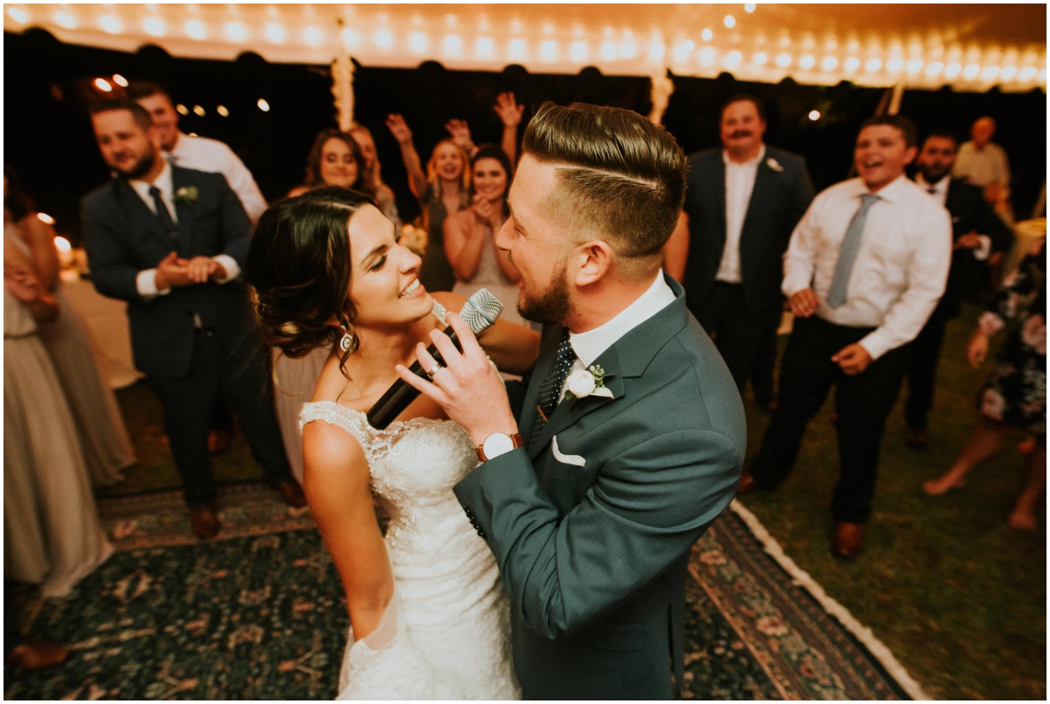  bride and groom at their wedding reception 