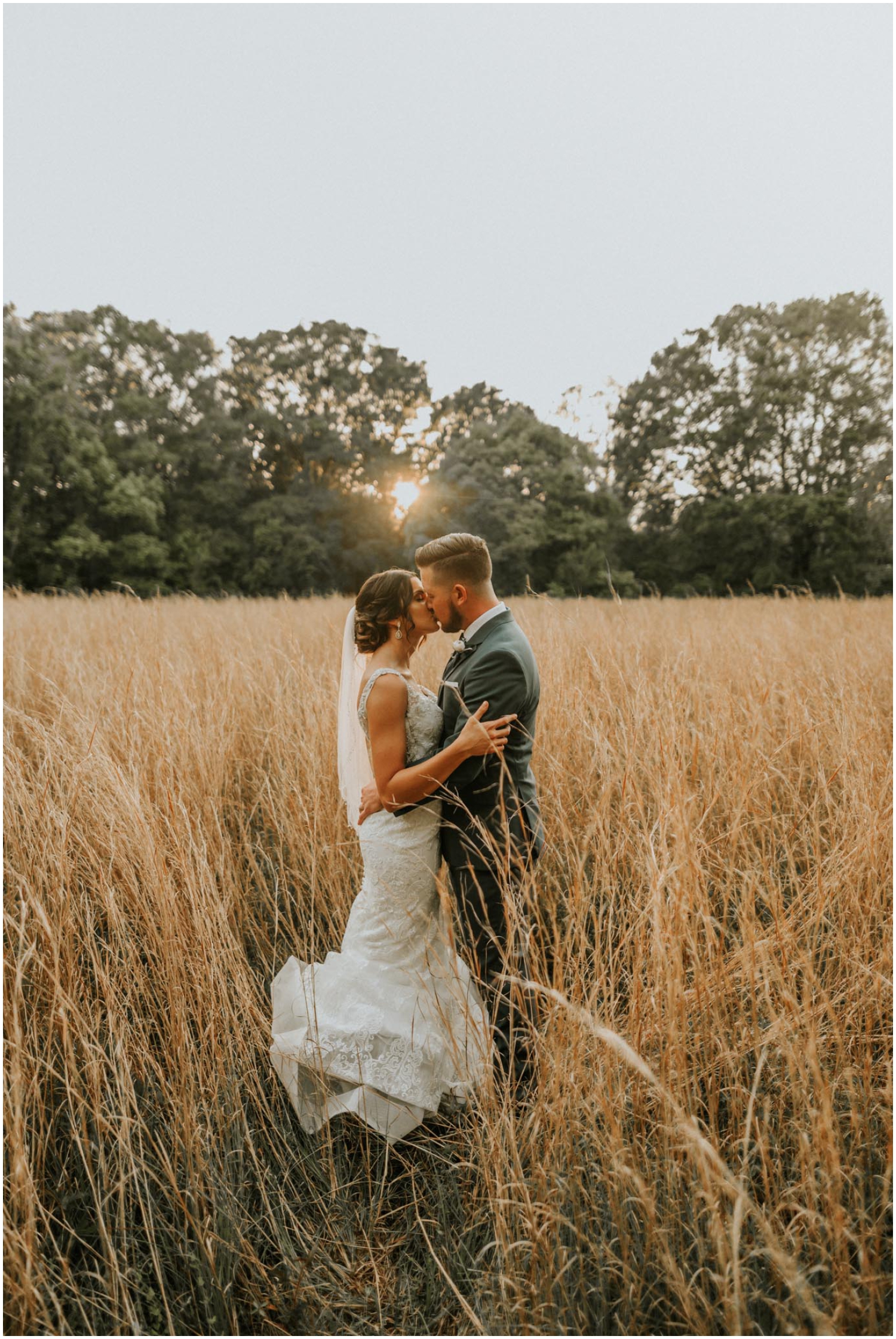  Bride and groom sunset portrait 