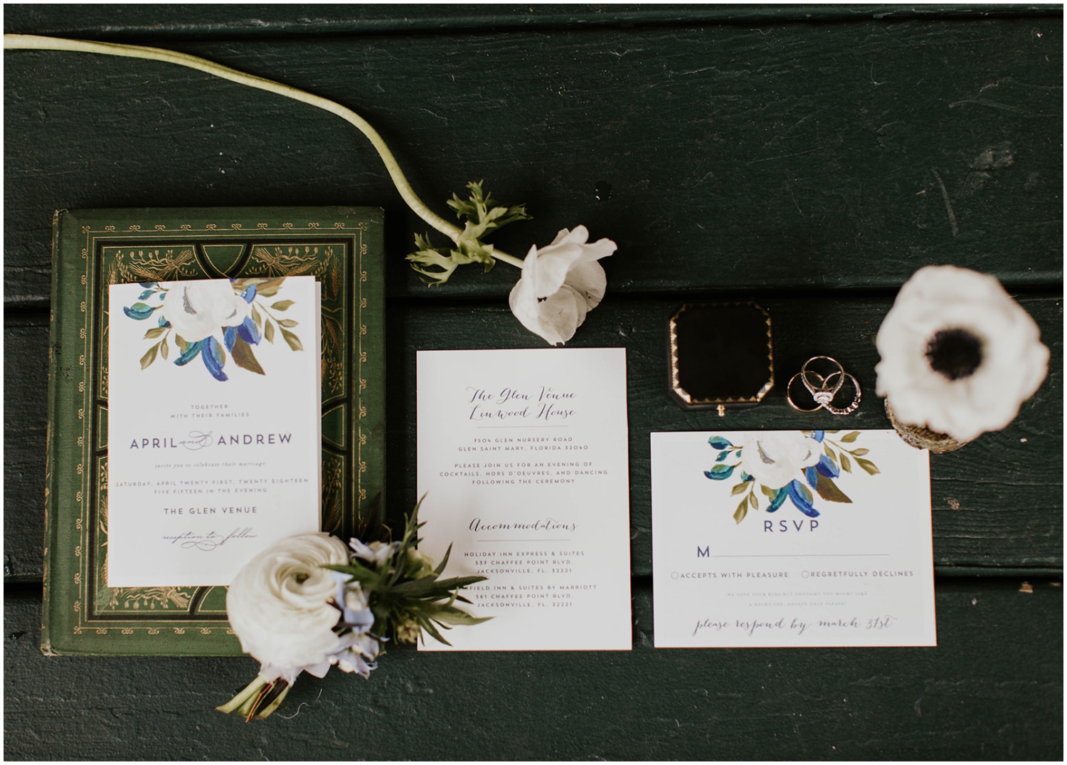  Wedding invitations and wedding rings  