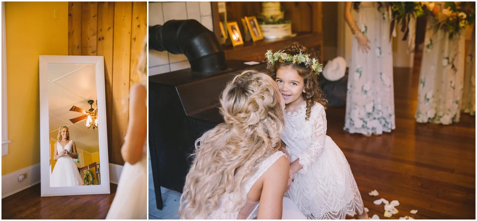 Bride kissing Flower Girl