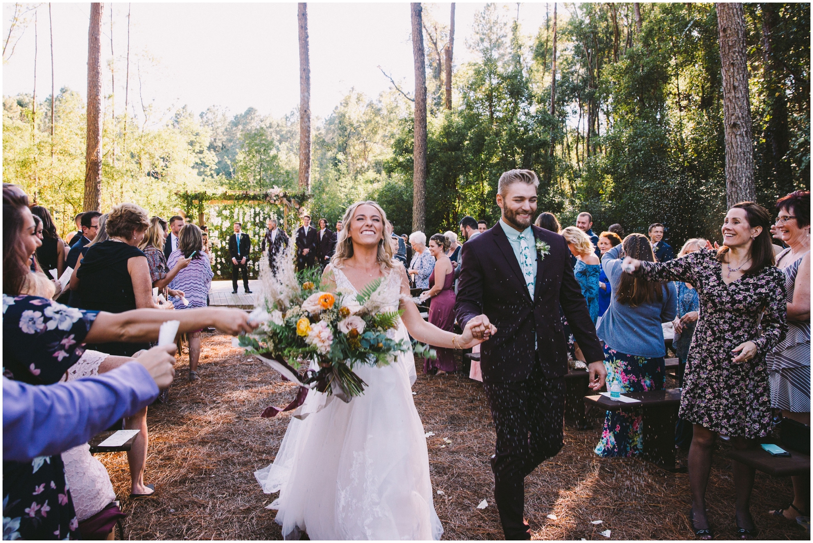  Bride and groom at their outdoor wedding ceremony 