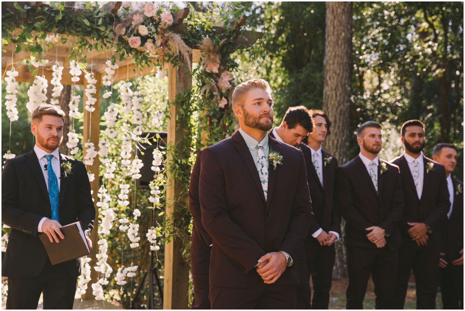  Groom watching the bride walk down the aisle 