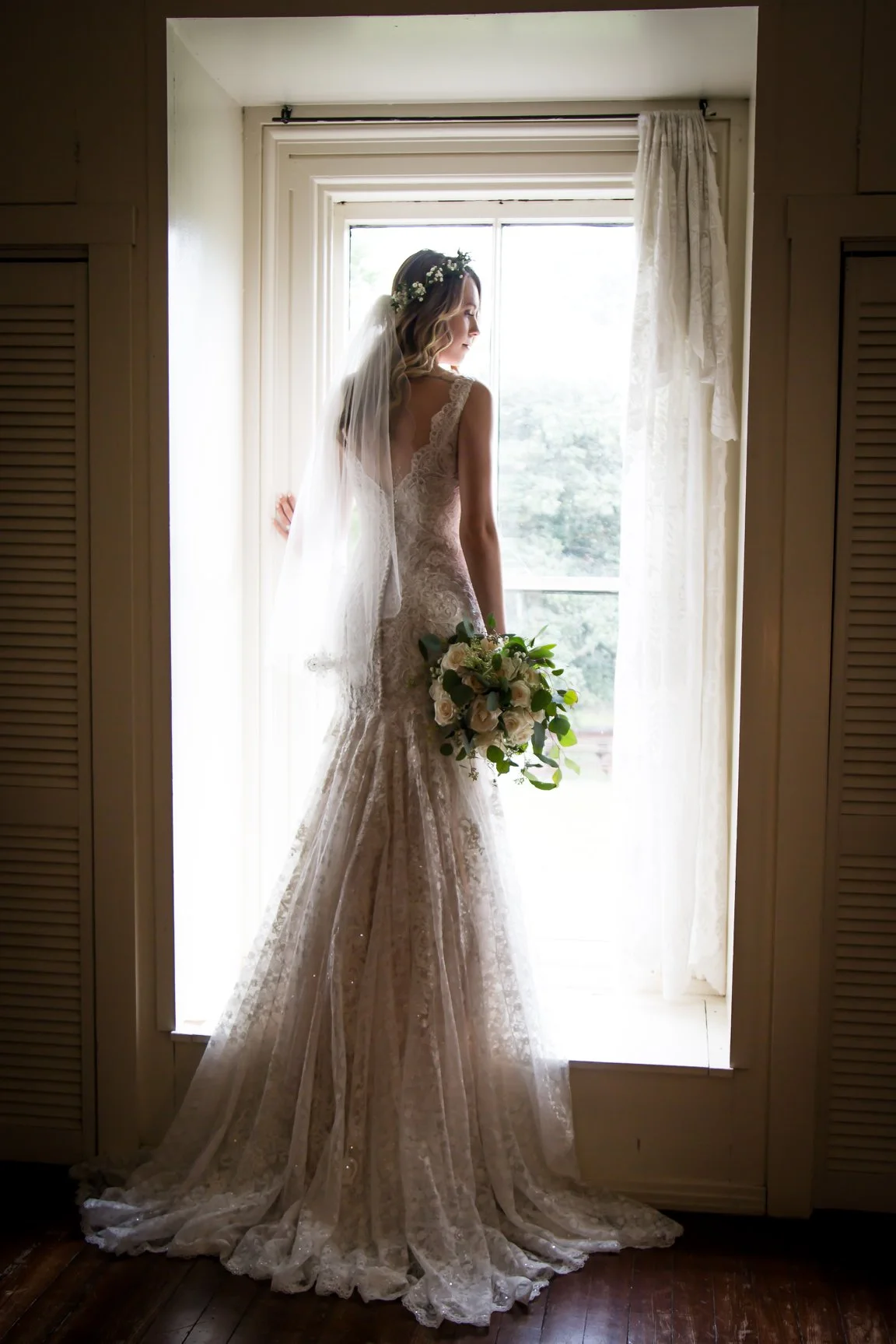 bride wearing her wedding dress 
