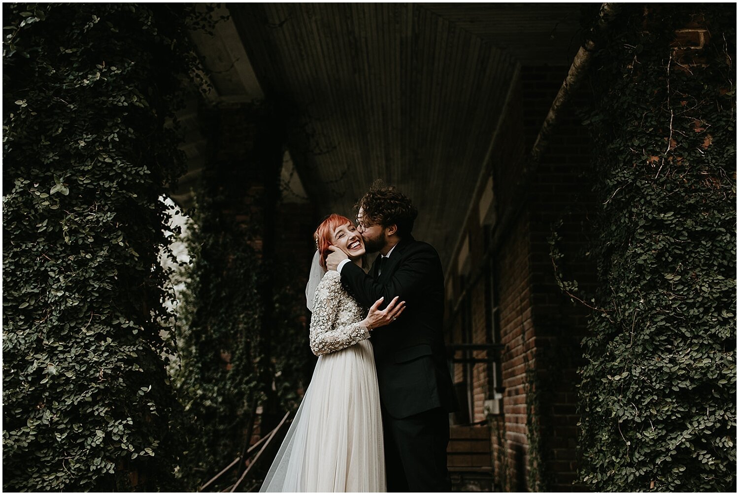  greenery photo of the bride and groom 