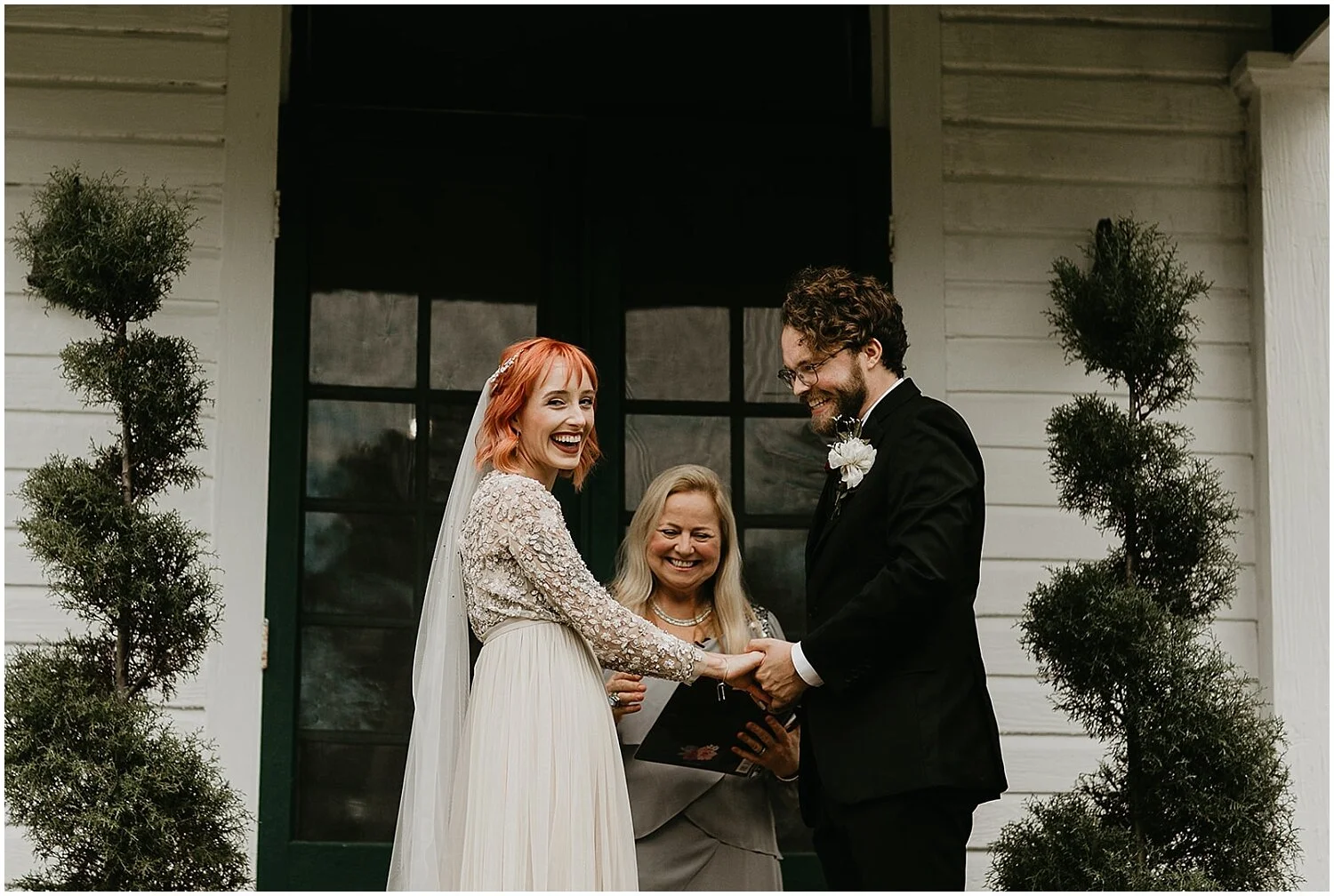  bride and groom during their outdoor wedding ceremony in Jacksonville 