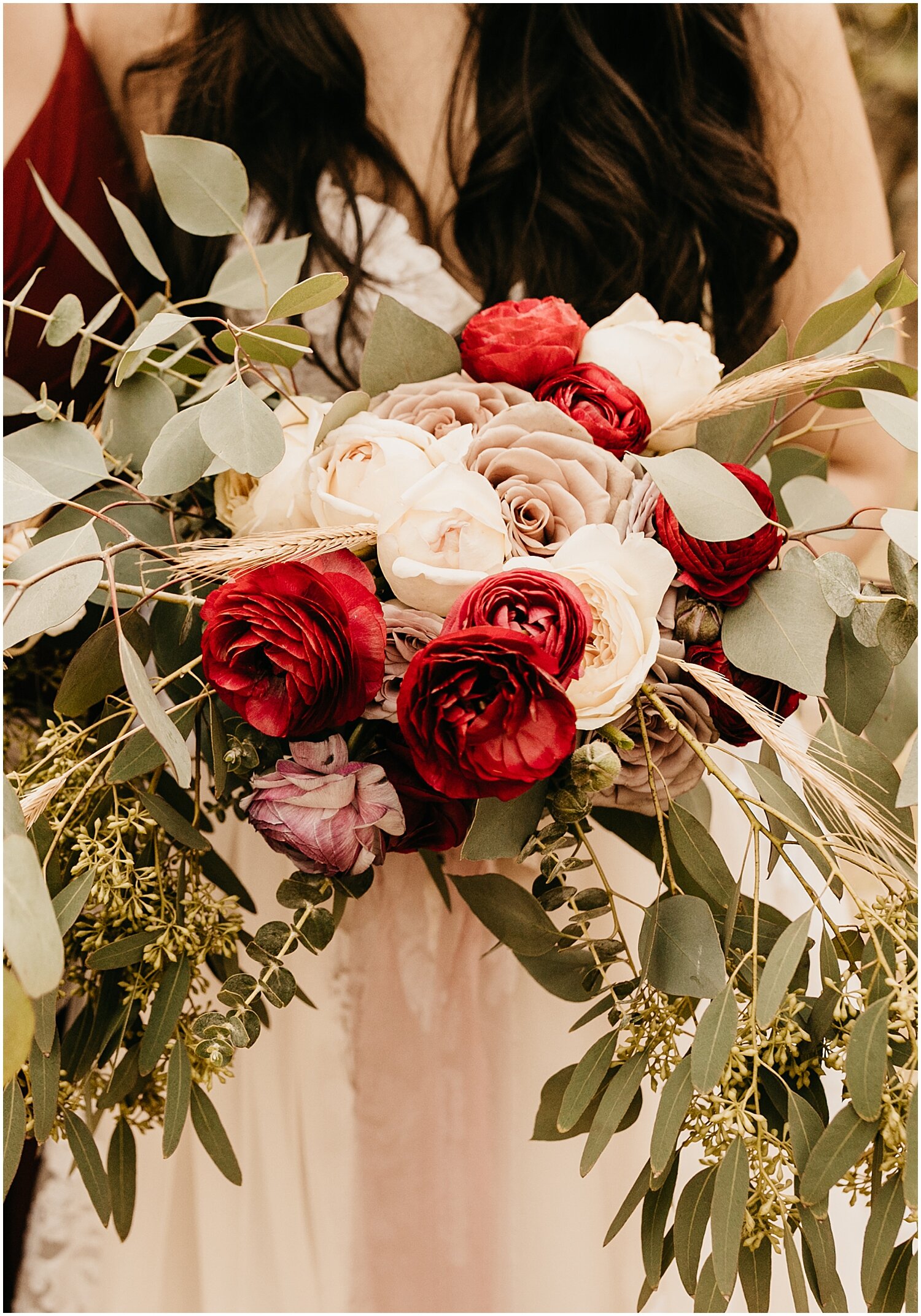  lovely wedding bouquet with white and red roses 